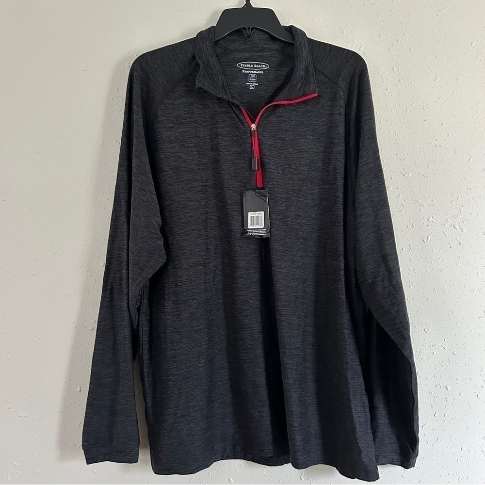 NWT Pebble Beach Performance Grey Quarter Zip Sweatshirt Casual Athletic Large